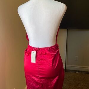 Backless Red Satin Dress